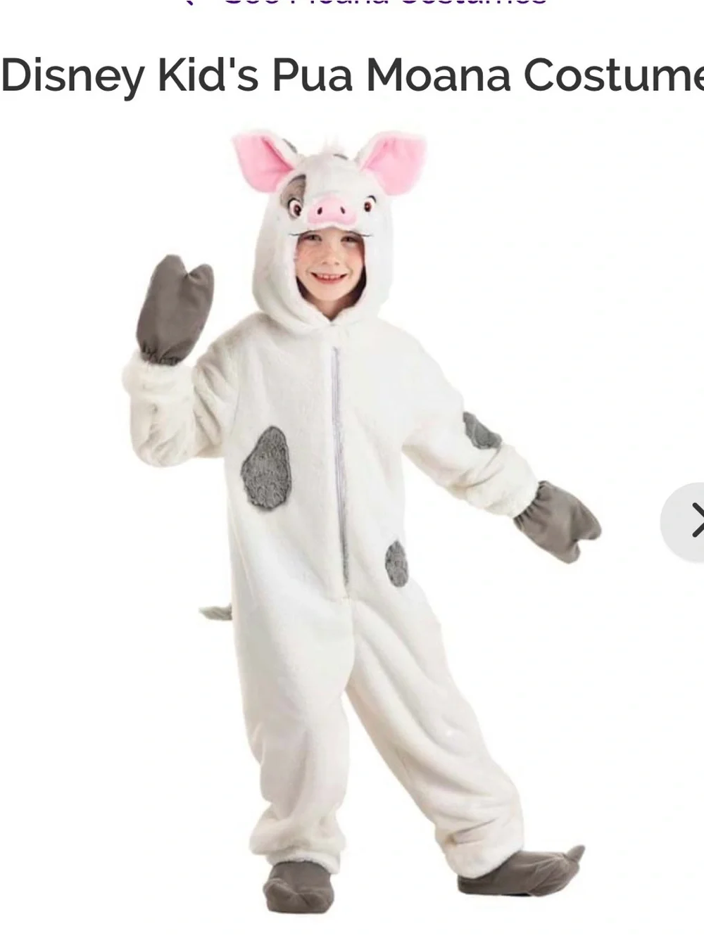 Disney Pua Plush Pig Kids Costume - White, Gray & Pink